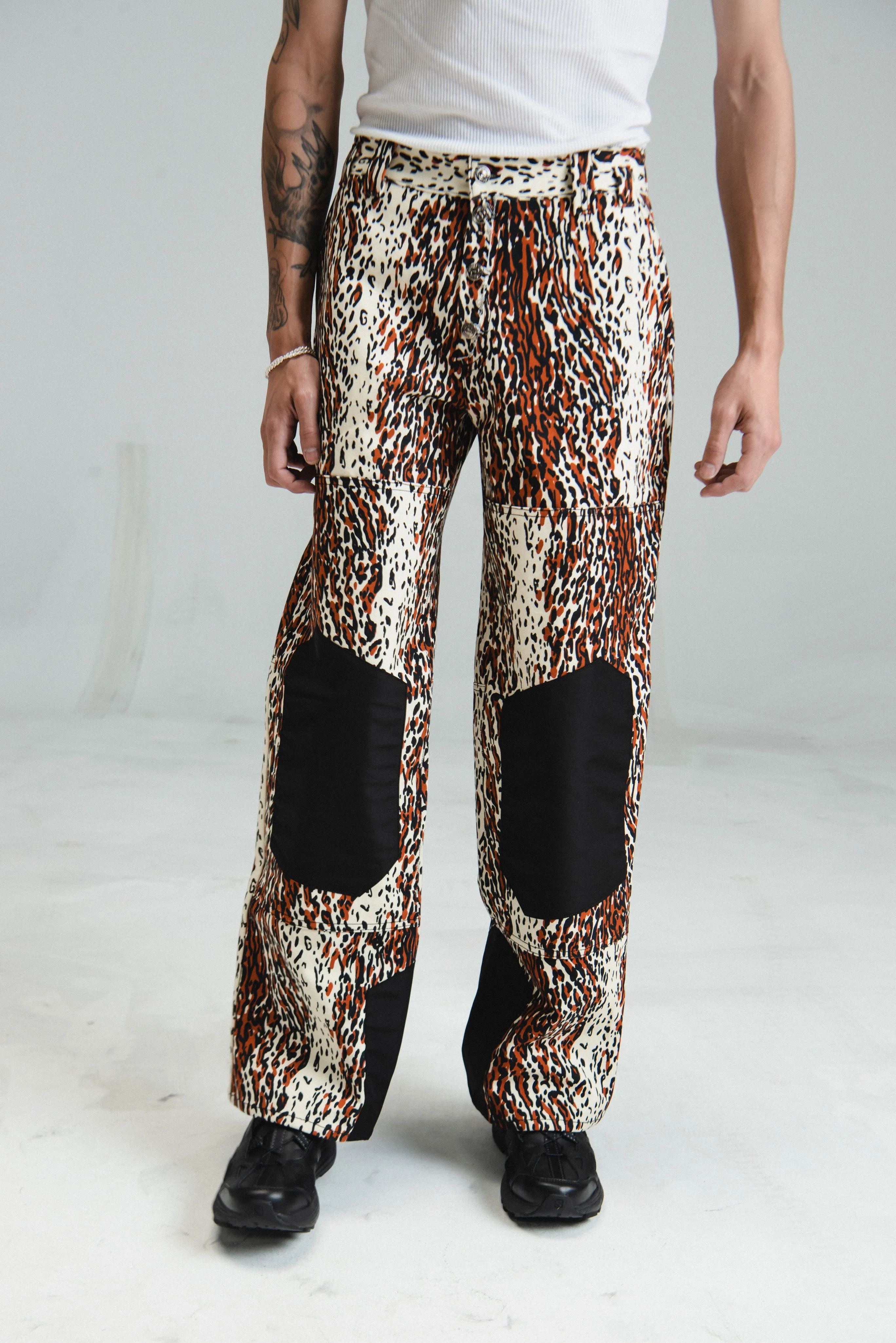 Leopard Print Canvas Action Pants