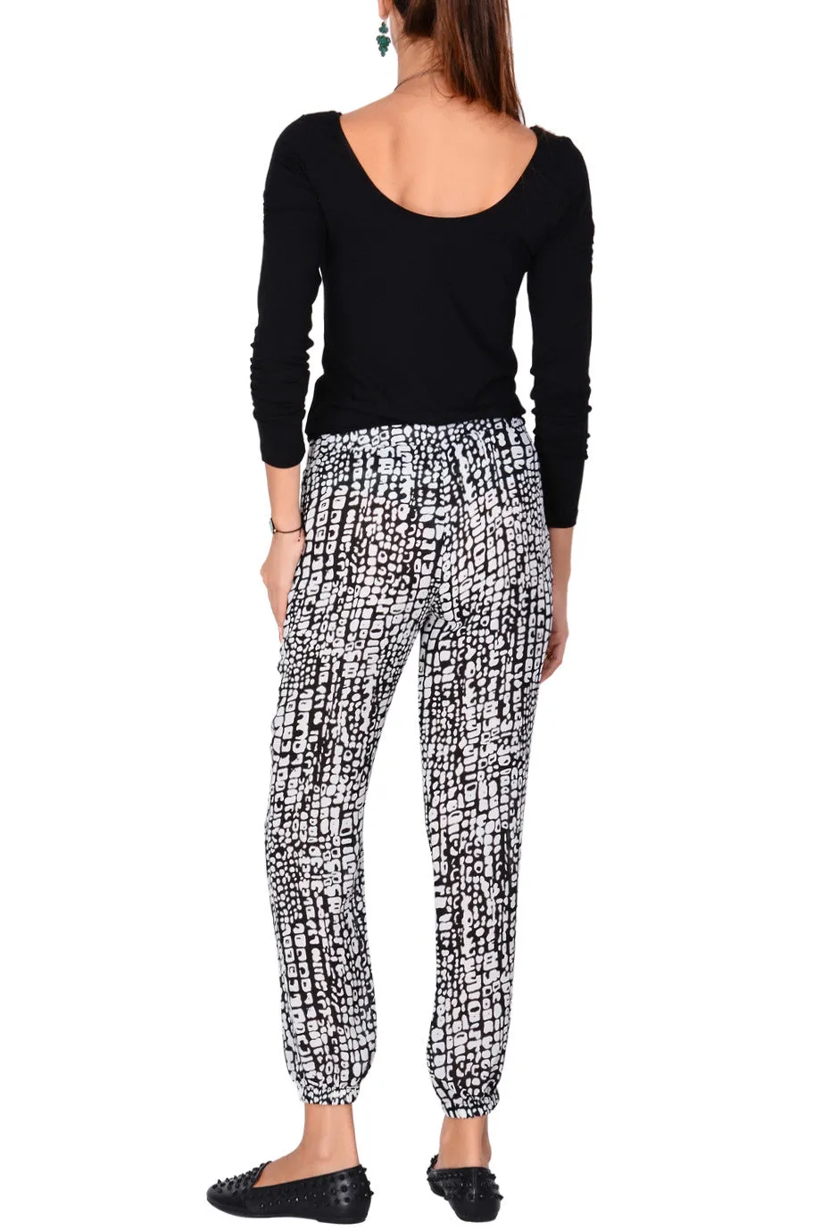 LONDON EWELINA Black White Printed Pants