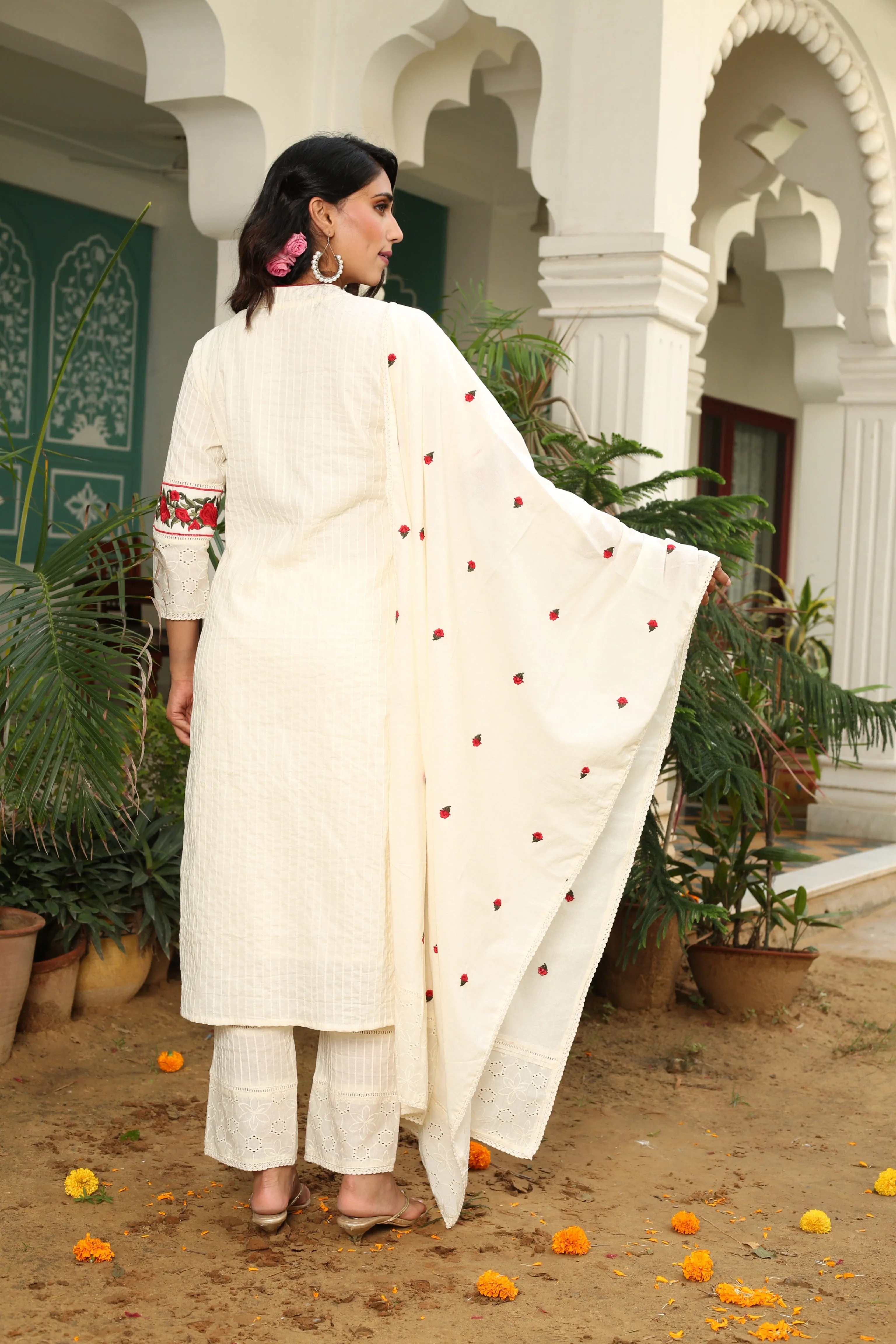 Love On White Dupatta Suit Set