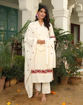 Love On White Dupatta Suit Set