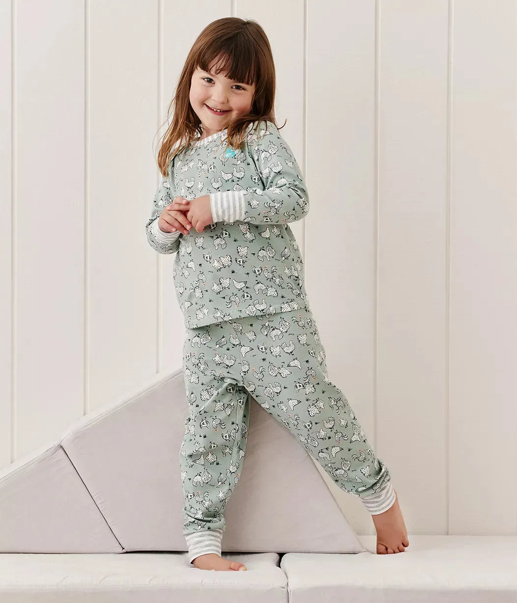 Love To Dream Kids Long Sleeve Pyjama Set - Chicken Run Olive