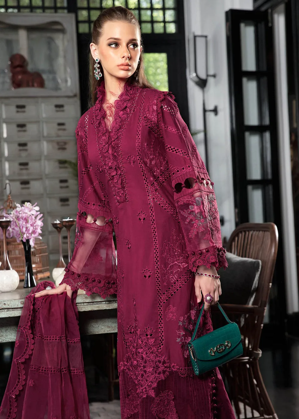 Magenta Embroidered Suit - Maria B Lawn Eid Collection 2023 - EL-23-09