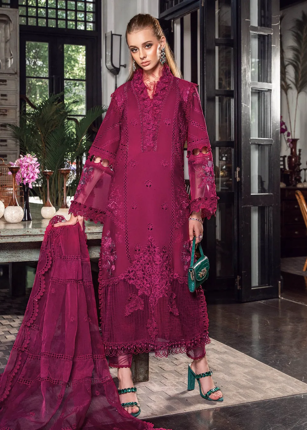 Magenta Embroidered Suit - Maria B Lawn Eid Collection 2023 - EL-23-09