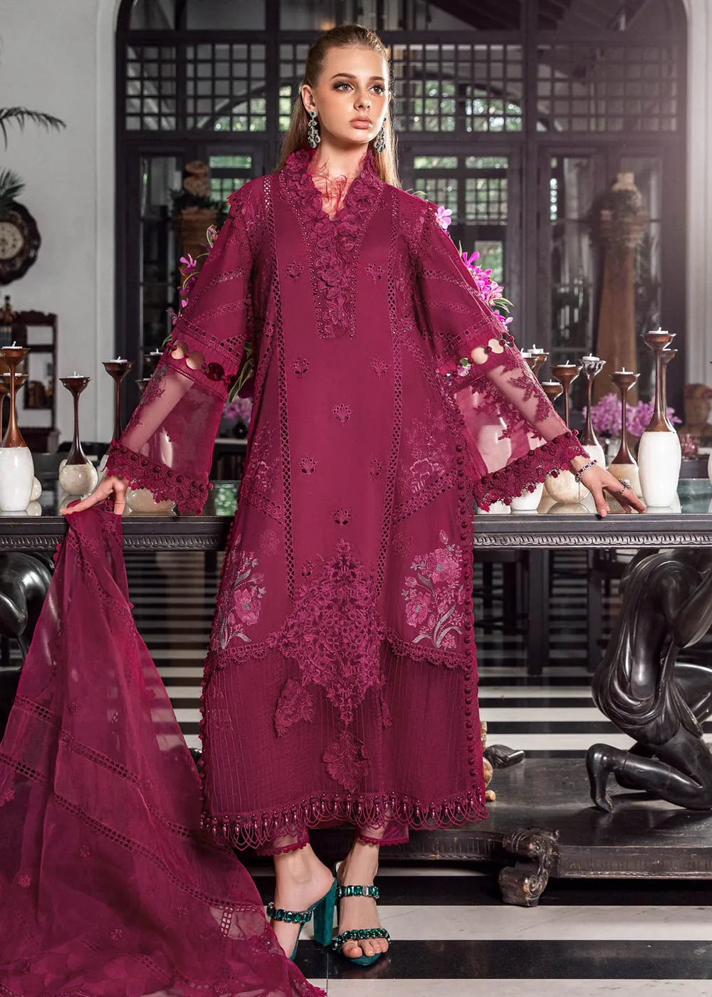 Magenta Embroidered Suit - Maria B Lawn Eid Collection 2023 - EL-23-09