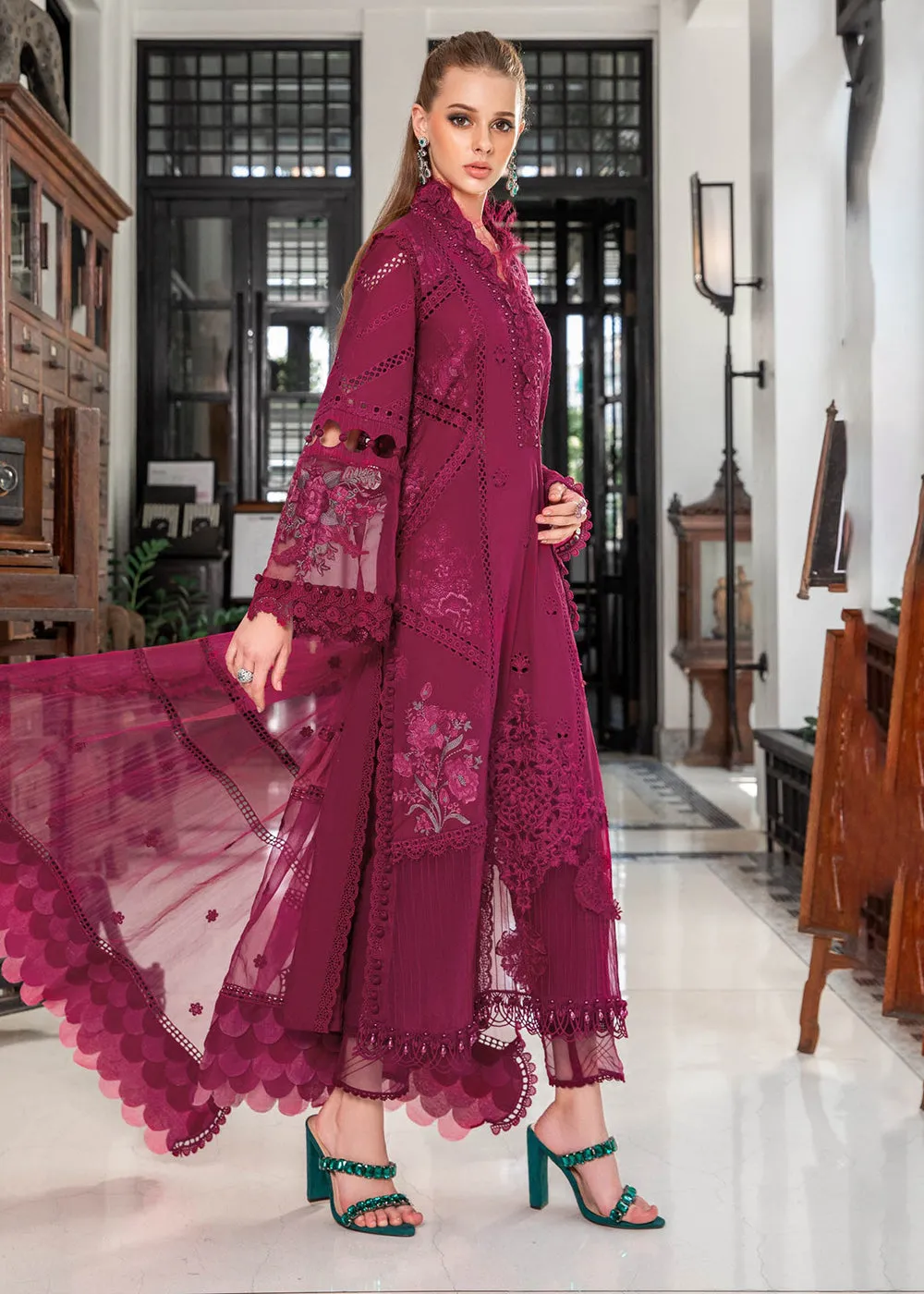 Magenta Embroidered Suit - Maria B Lawn Eid Collection 2023 - EL-23-09