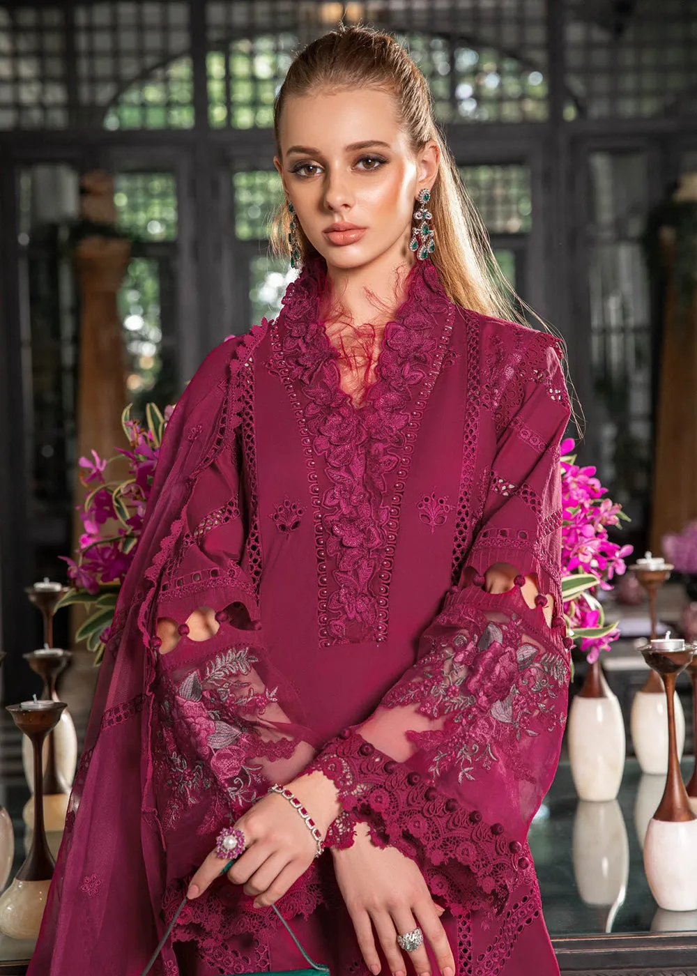 Magenta Embroidered Suit - Maria B Lawn Eid Collection 2023 - EL-23-09