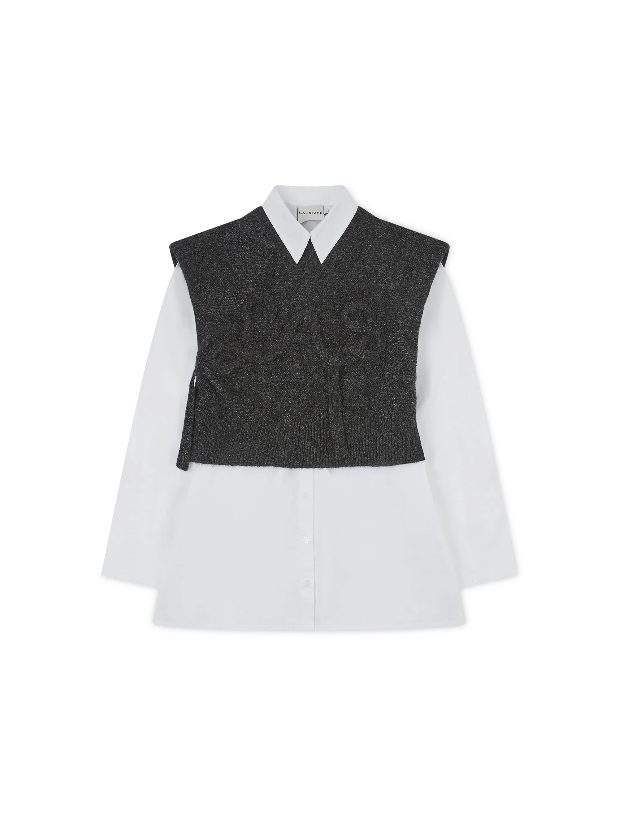 'MAINE' KNITTED APPLIQUÉ DETAIL VEST GREY