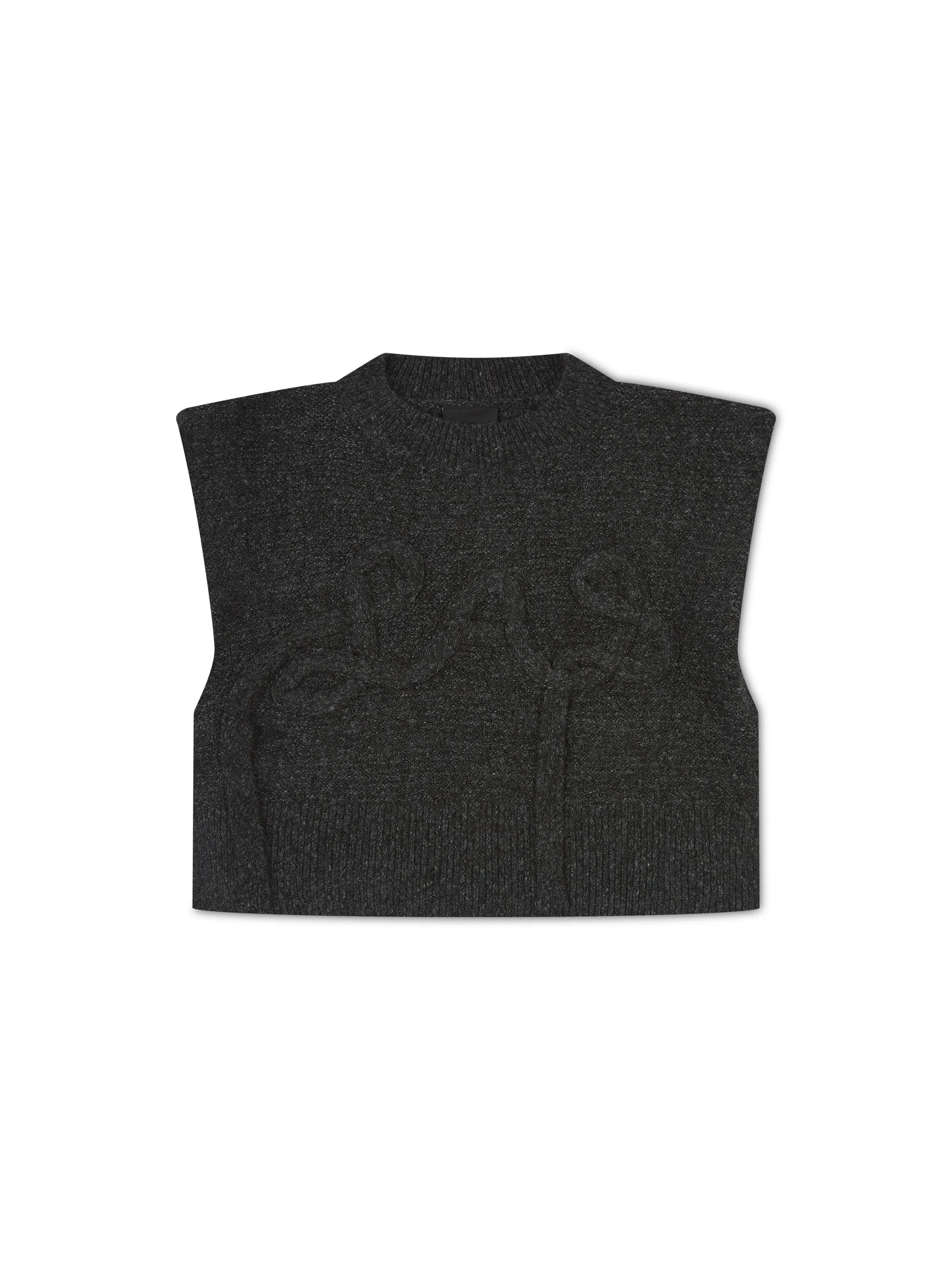 'MAINE' KNITTED APPLIQUÉ DETAIL VEST GREY