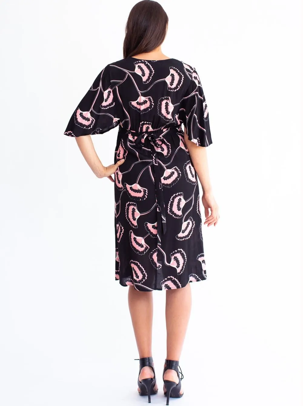 Maternity Bella Midi Dress - Hibiscus Print