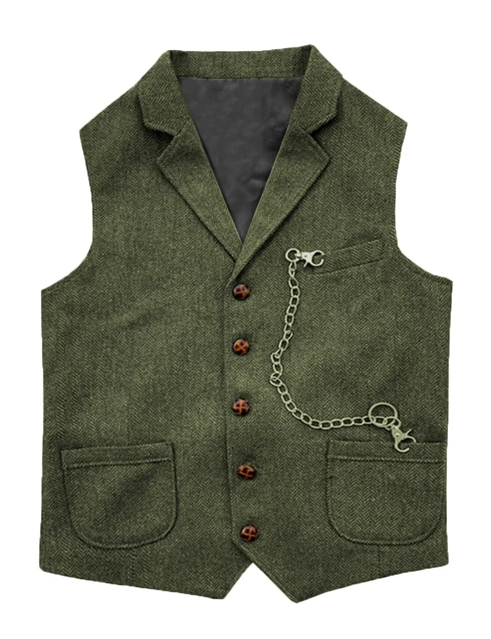 Men's Herringbone  Classic Slim Fit Notch Lapel Waistcoat