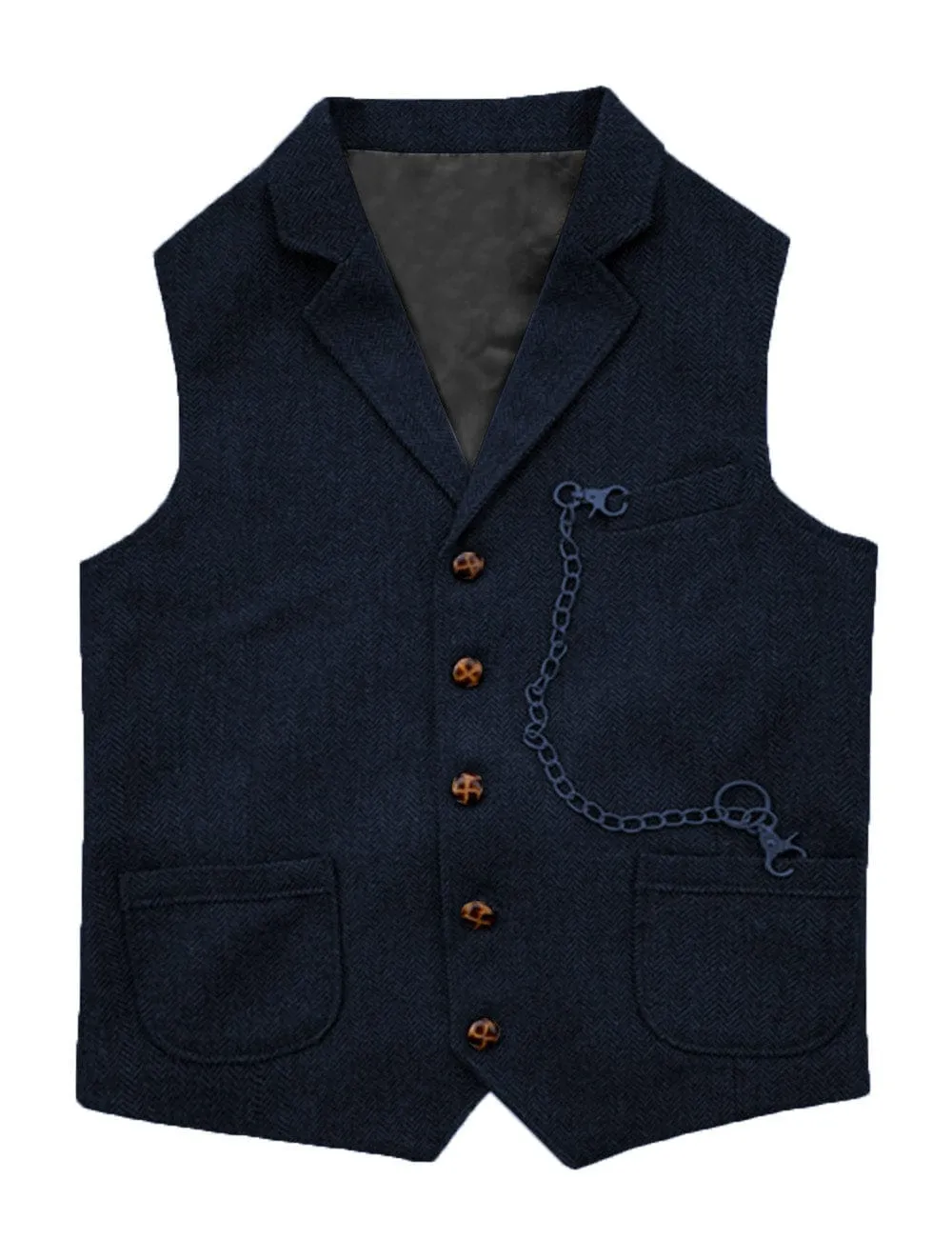 Men's Herringbone  Classic Slim Fit Notch Lapel Waistcoat