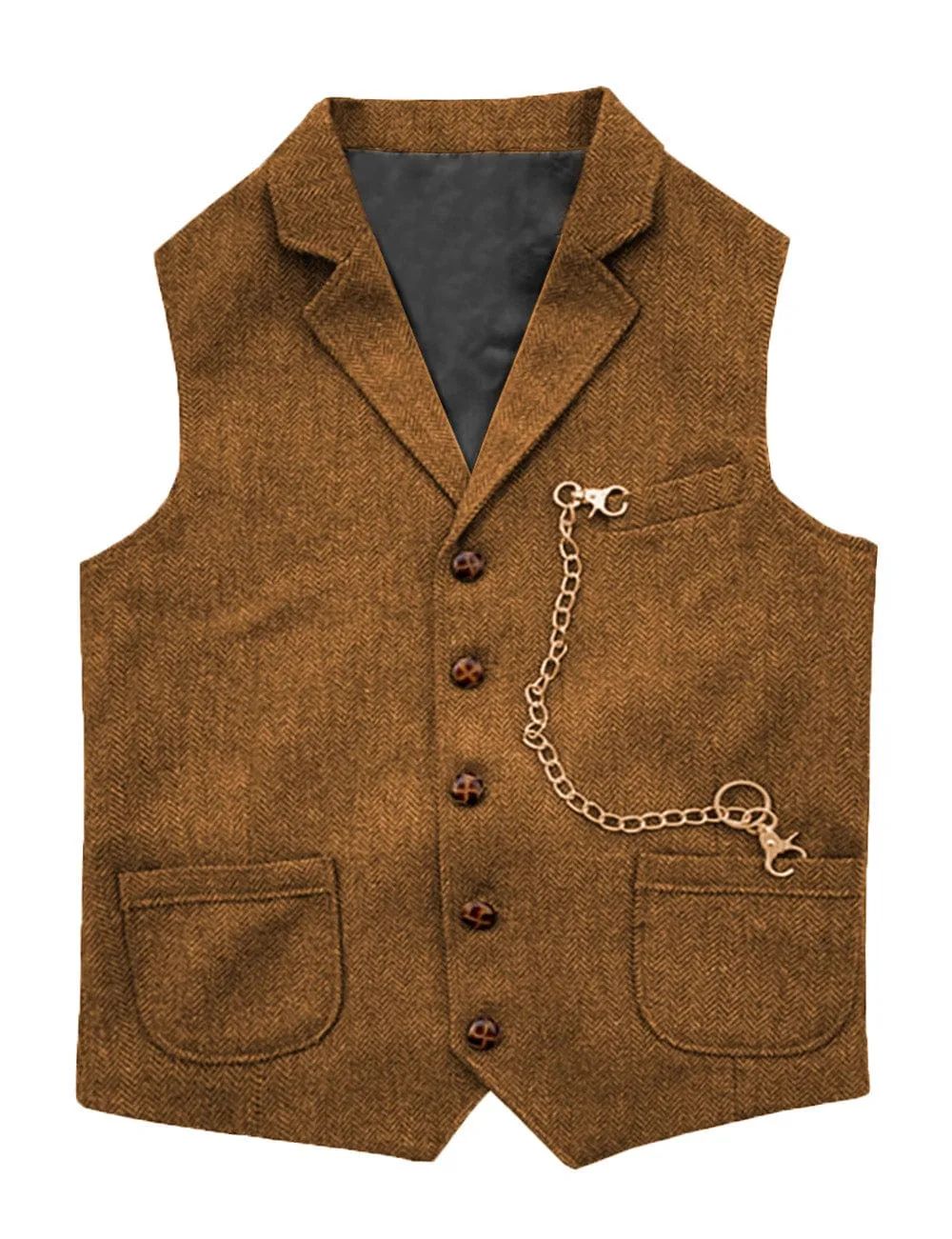 Men's Herringbone  Classic Slim Fit Notch Lapel Waistcoat