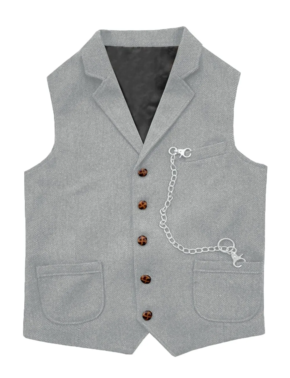 Men's Herringbone  Classic Slim Fit Notch Lapel Waistcoat