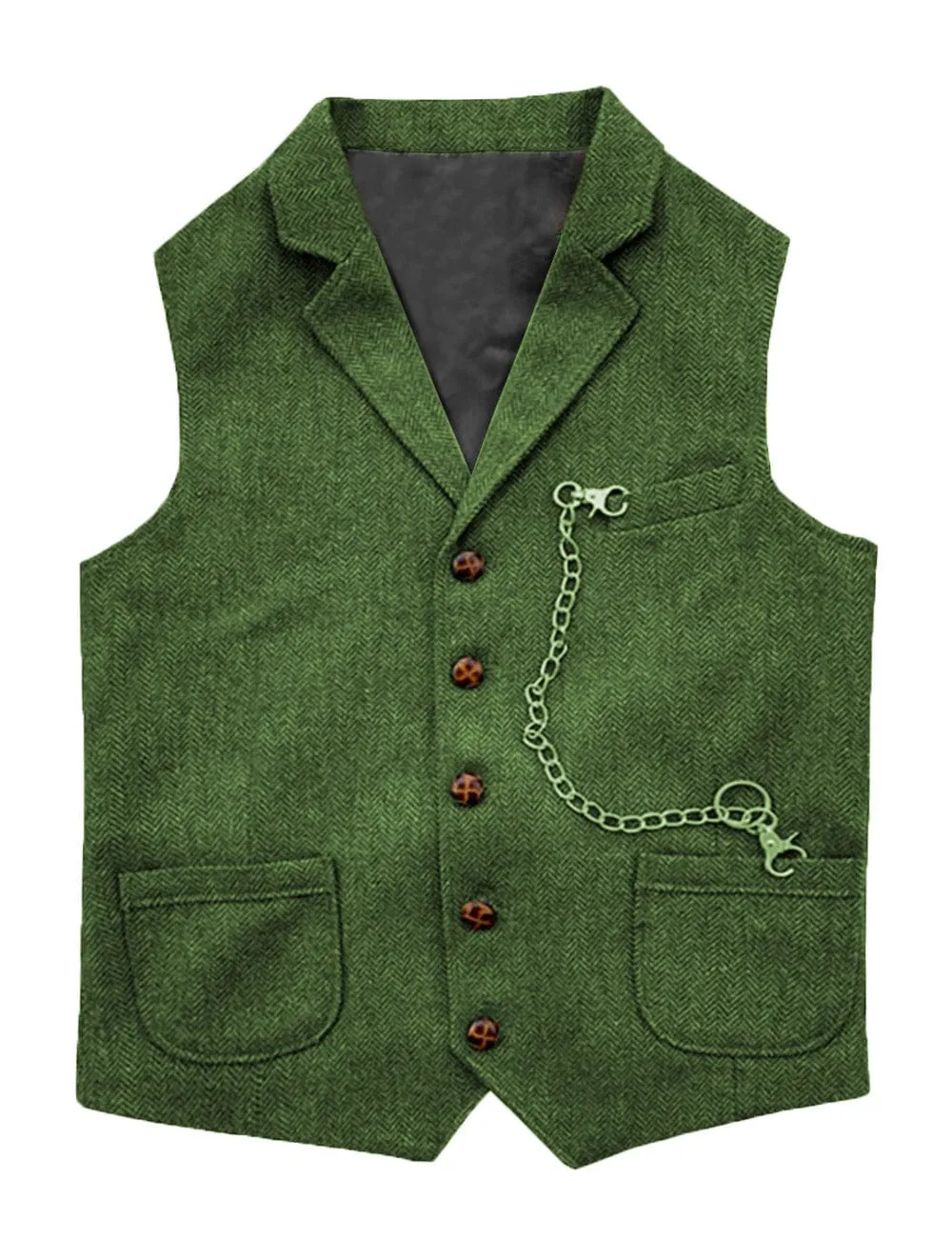 Men's Herringbone  Classic Slim Fit Notch Lapel Waistcoat