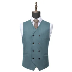 Men's Suede  Double Breasted Slim Fit V Neck Waistcoat