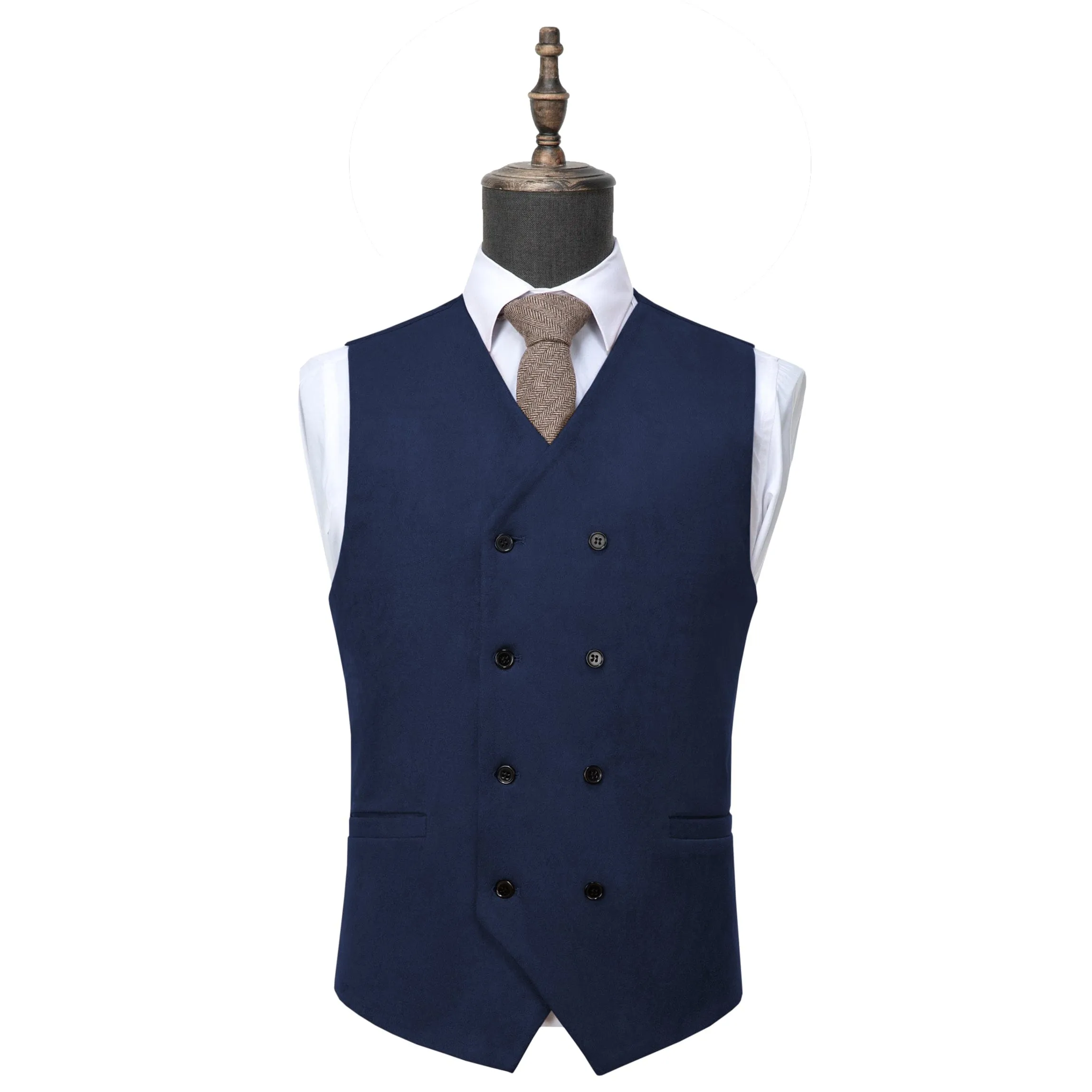 Men's Suede  Double Breasted Slim Fit V Neck Waistcoat