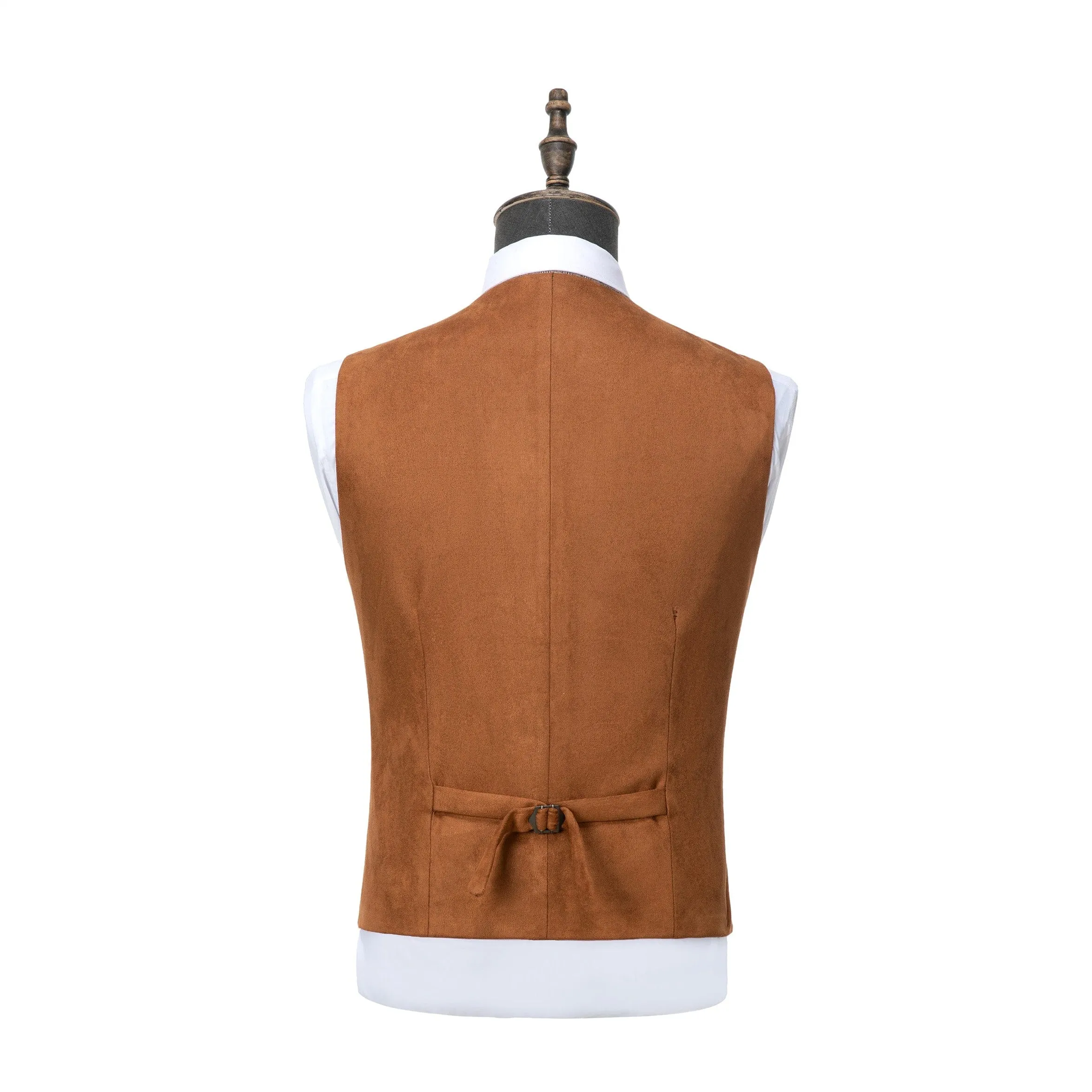 Men's Suede  Double Breasted Slim Fit V Neck Waistcoat