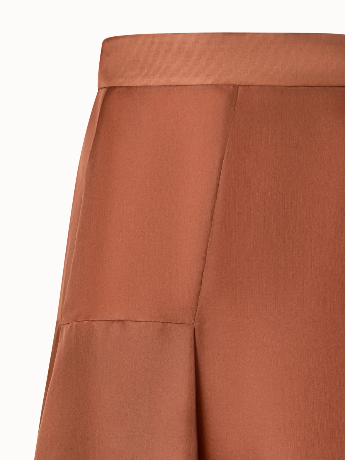 Midi Skirt in Silk Organza with Asymmetrical Pleats