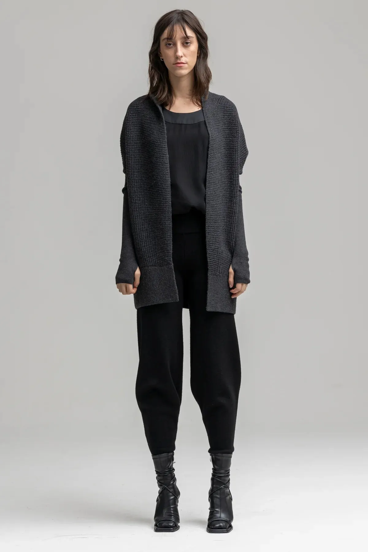 N86 Waffle Stitch Cardigan in Asphalt by NFP