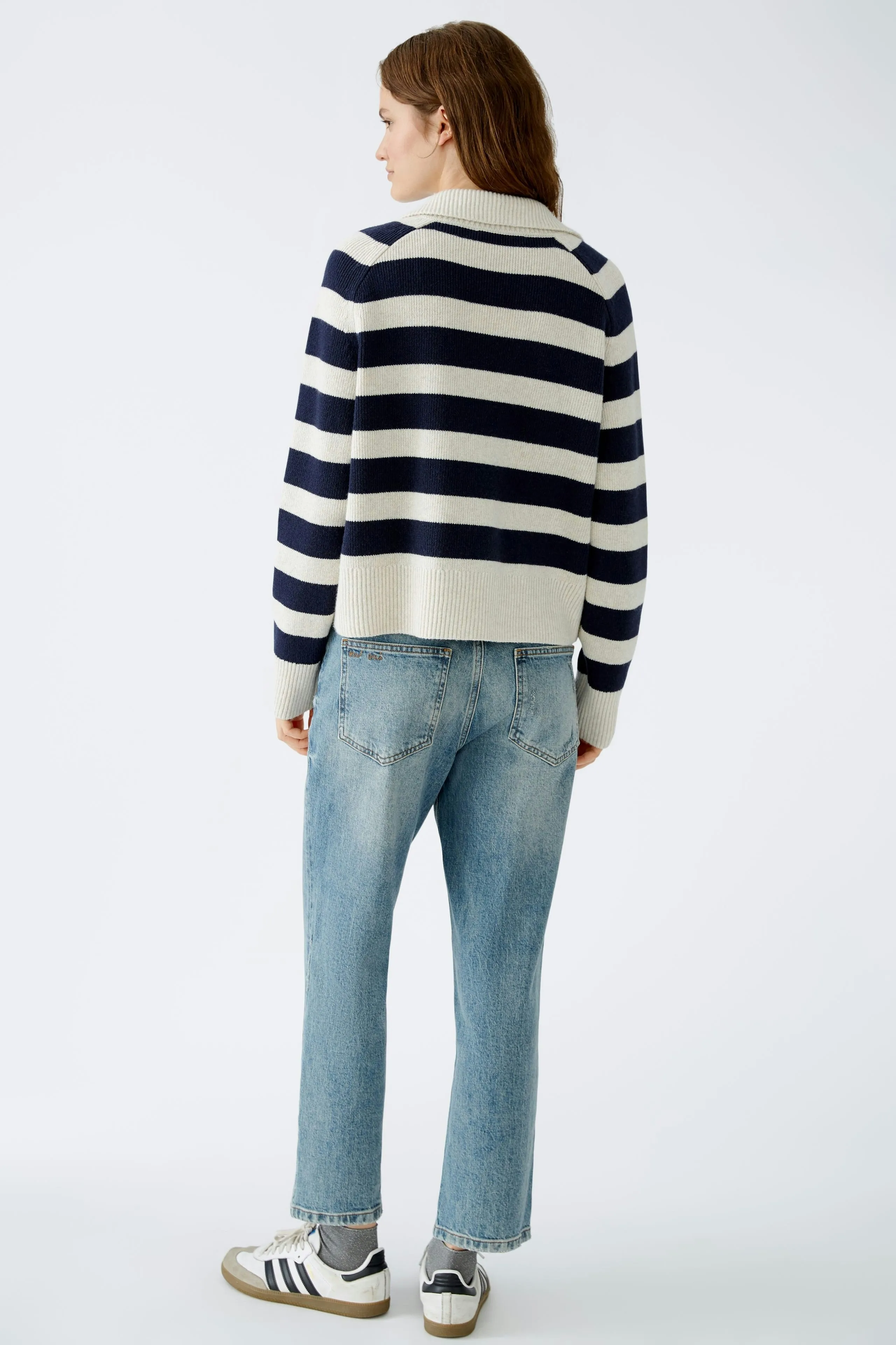 Oui - Striped Knit With Collar