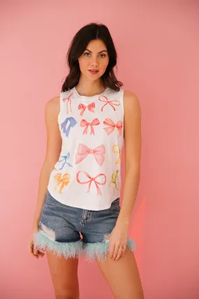 PASTEL BOWS WHITE TANK