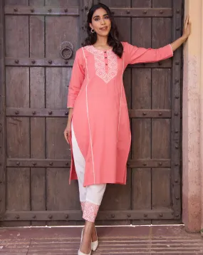 Pink Embroidered Kurta Set