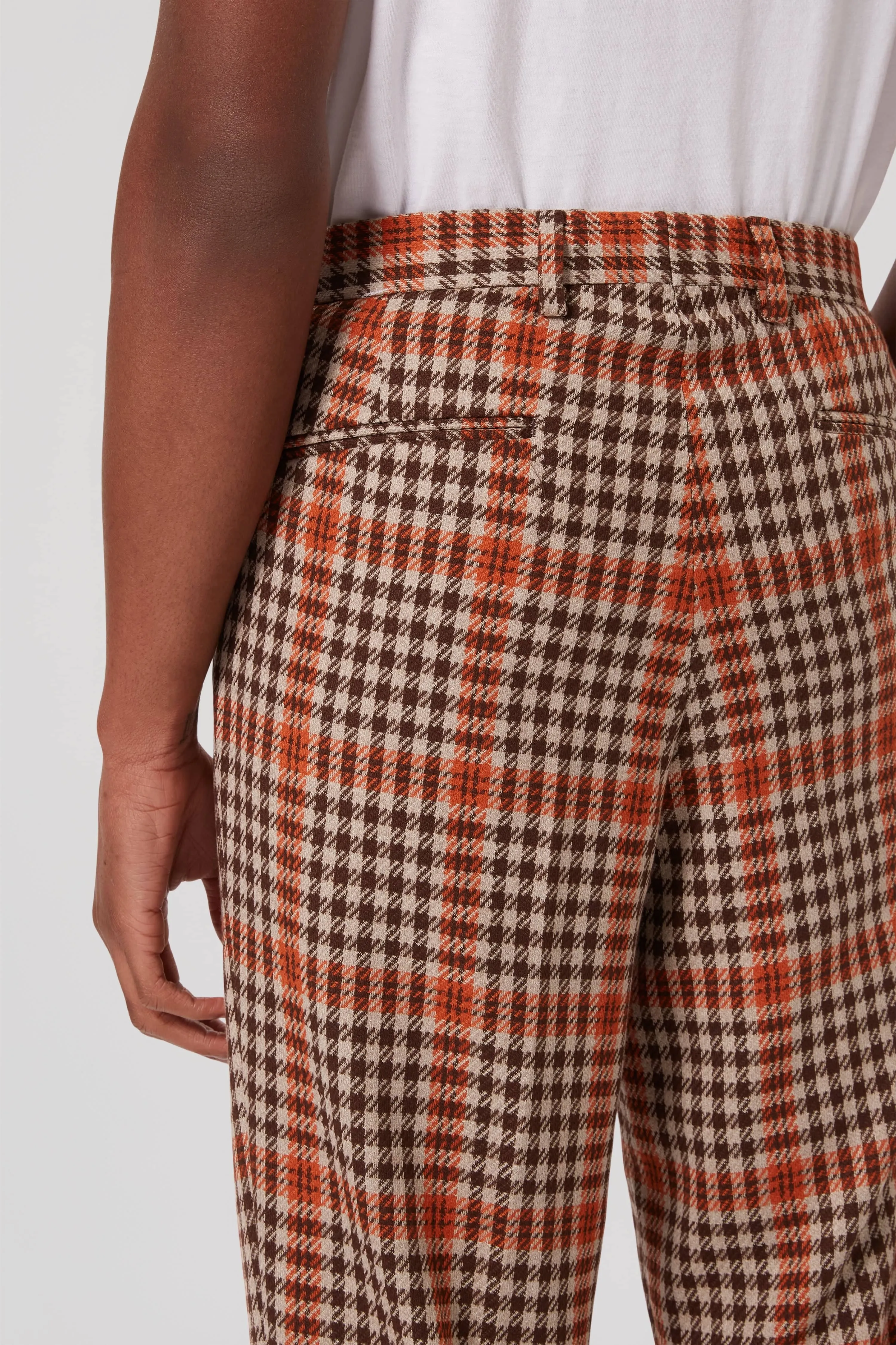 Pires Oversized Beige Check Trousers - ARCHIVE