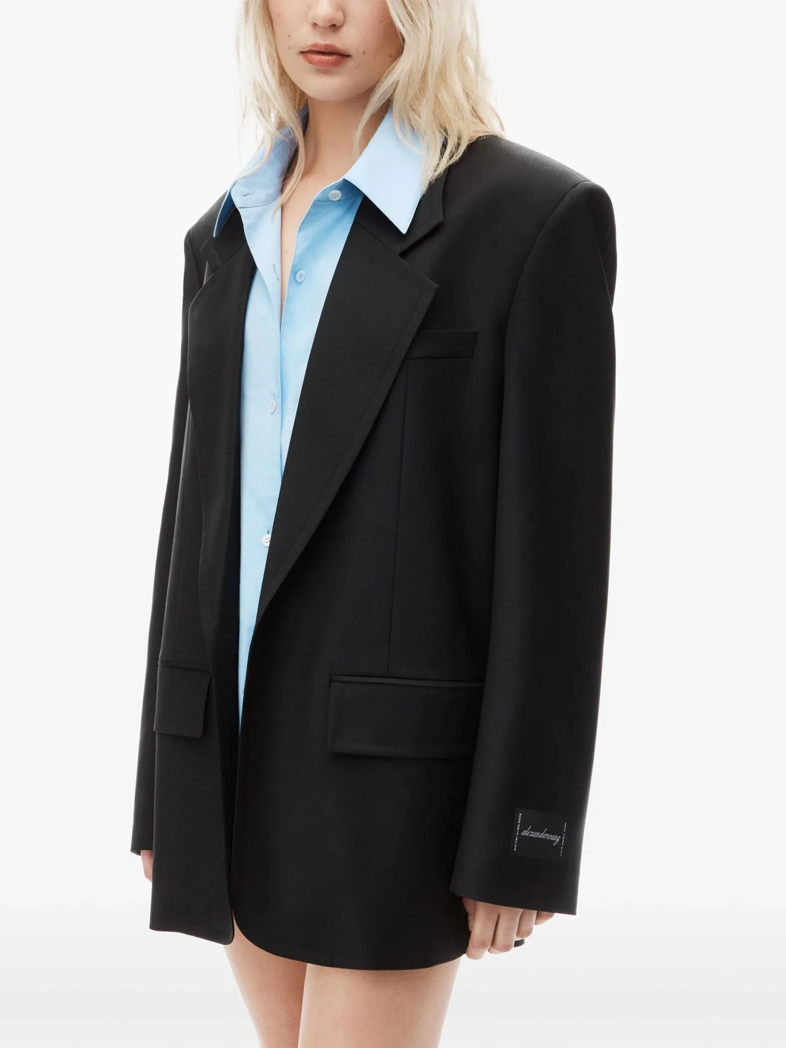 Pre-styled layered single-breasted blazer