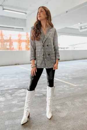 Preptastic Black Grey Plaid Blazer