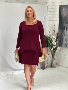 Quita Burgundy Layered Dress