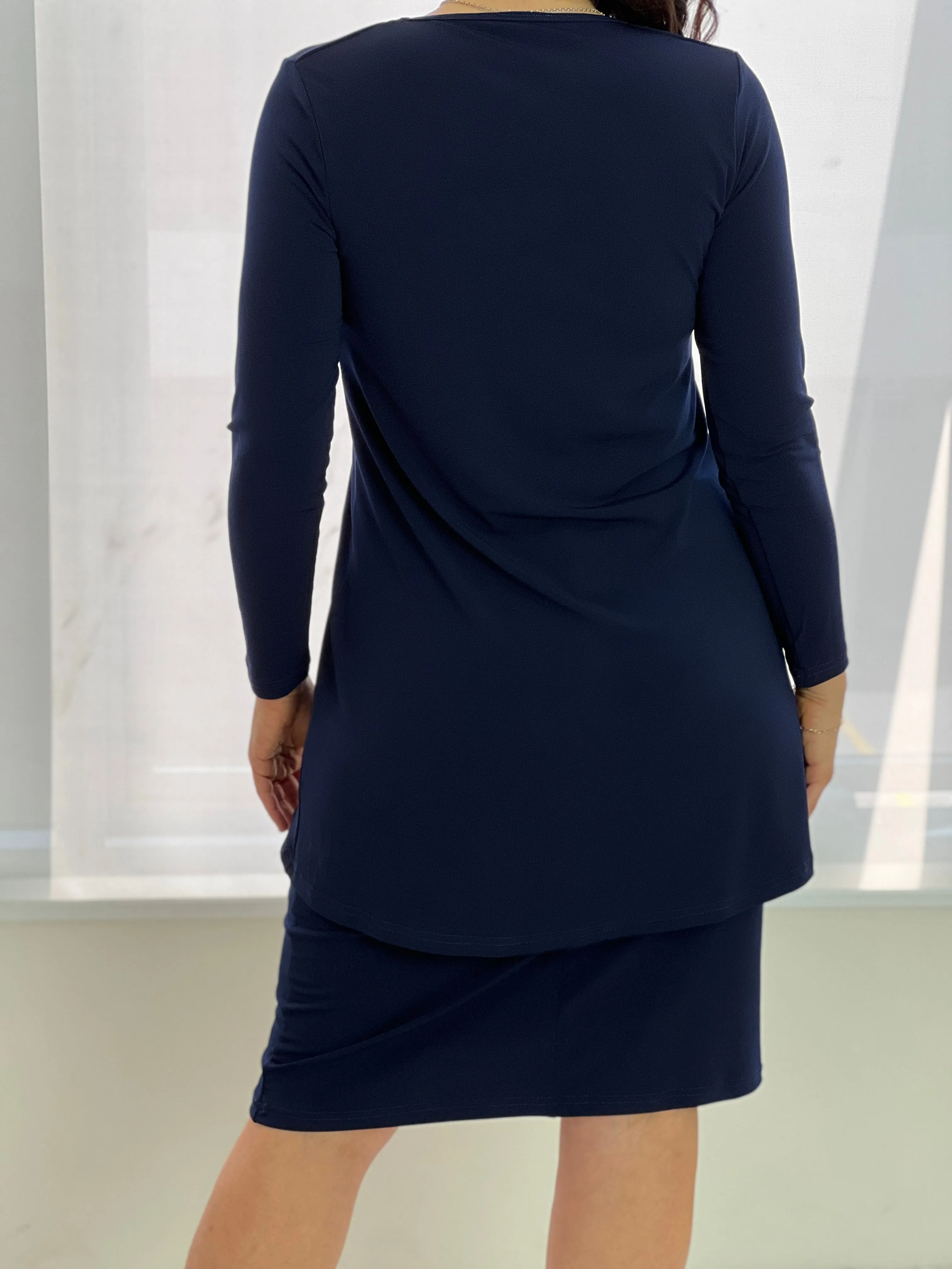 Quita Navy Layered Dress