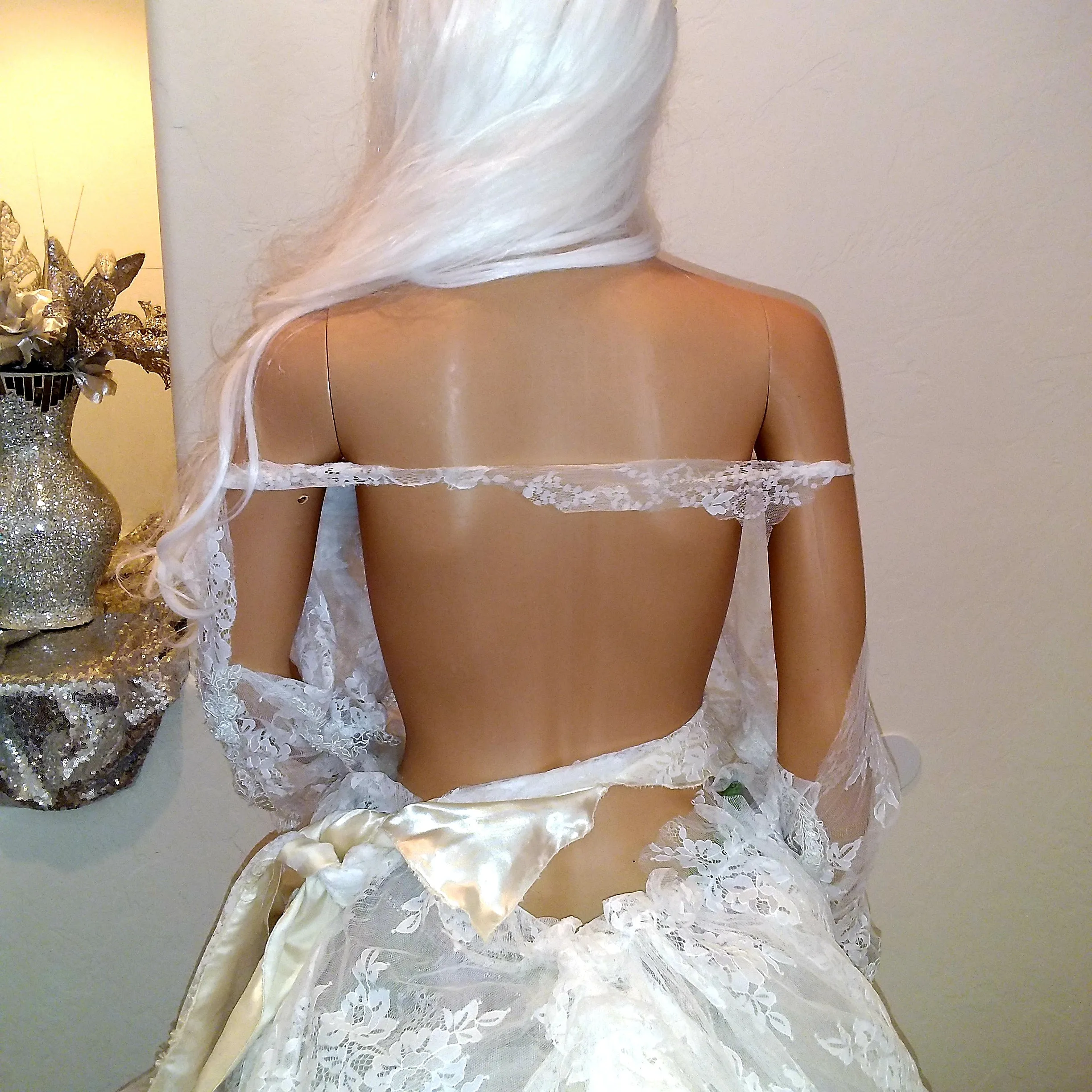 "LEAH" Romantic Lace Boho Backless Wedding Ballgown Set (SAMPLE GOWN)