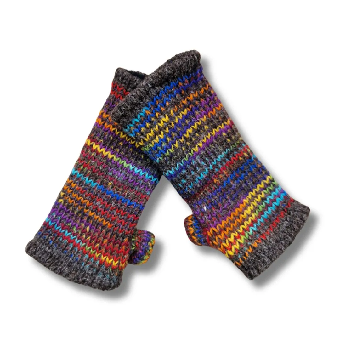 rainbow wool wrist warmers