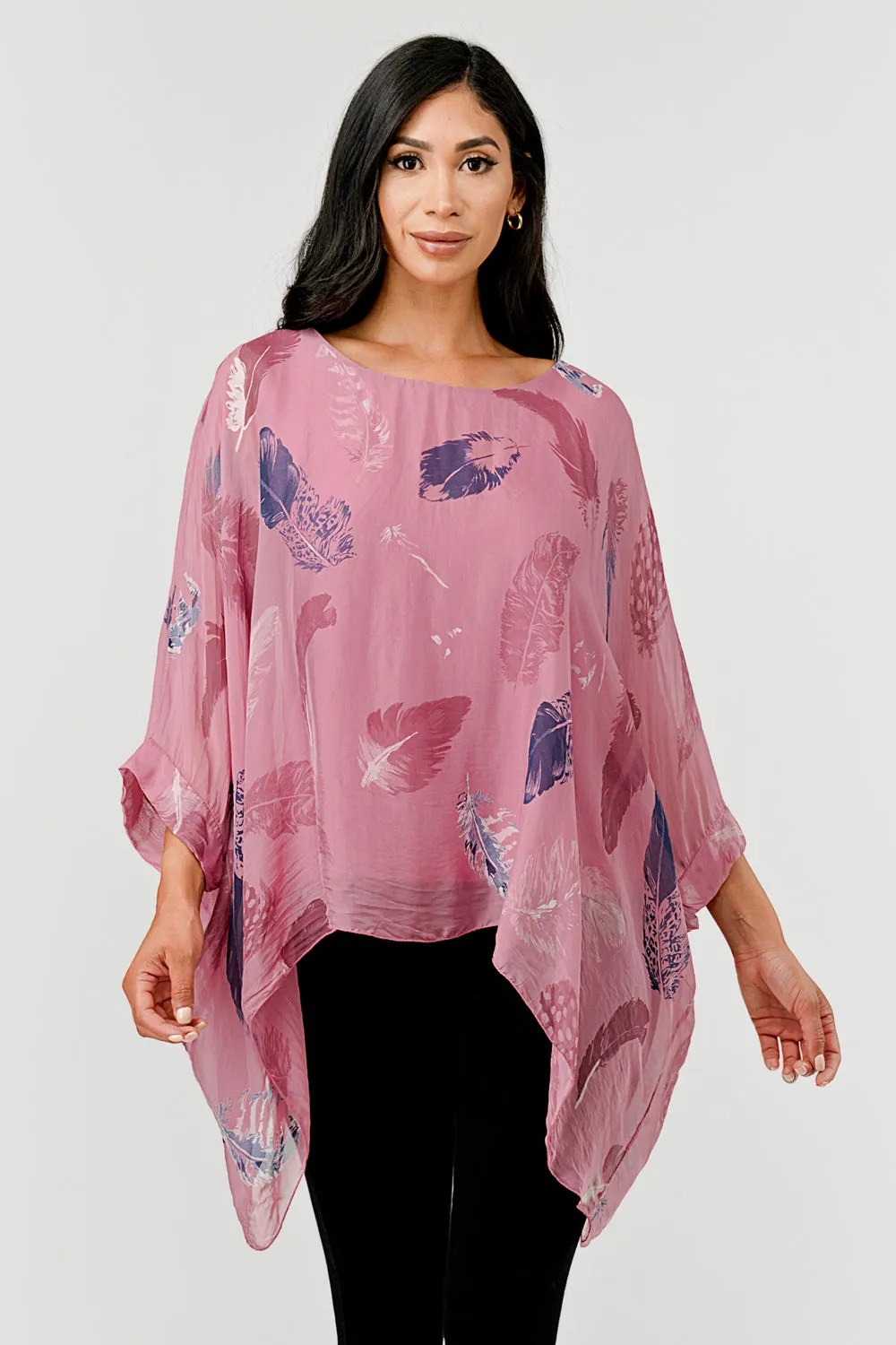 Raw Moda Italian Silky Feathered Pattern Top