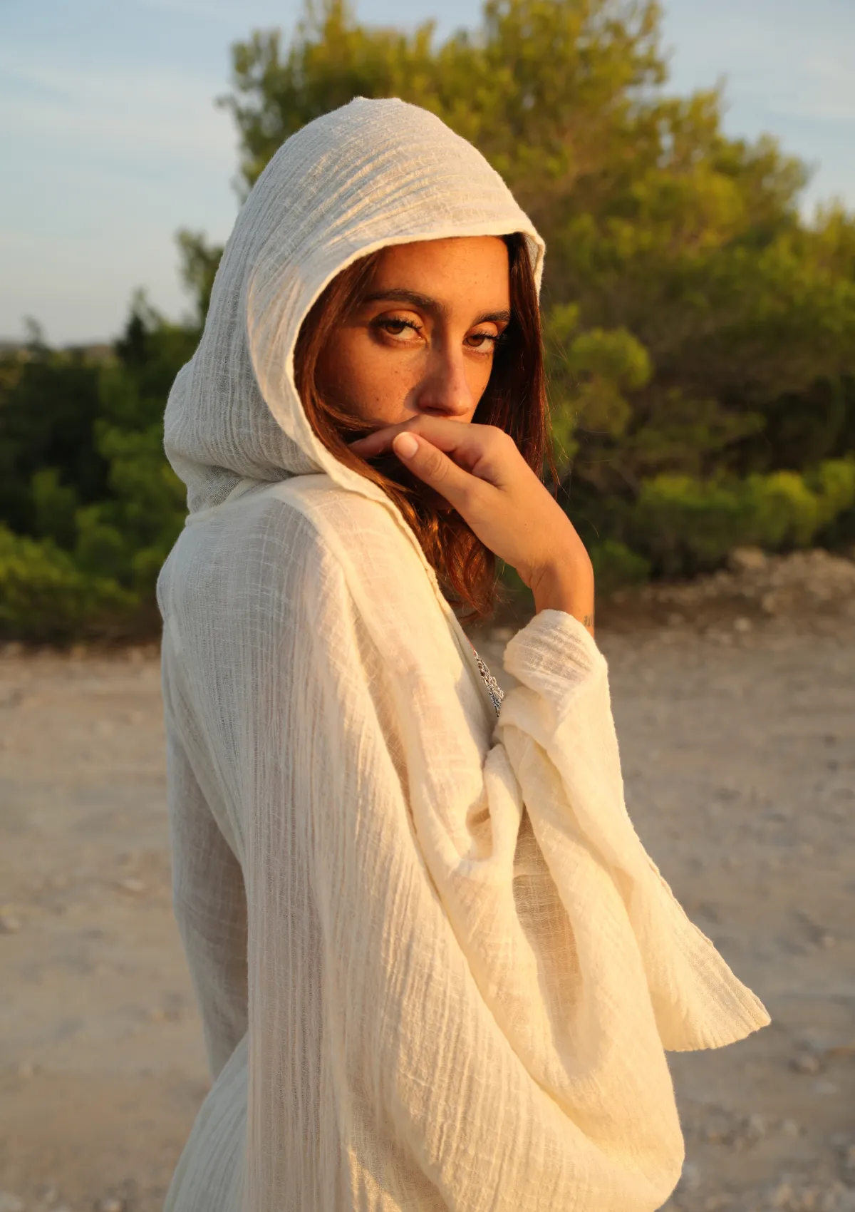 RHEA HOODED CAPE - UNDYED