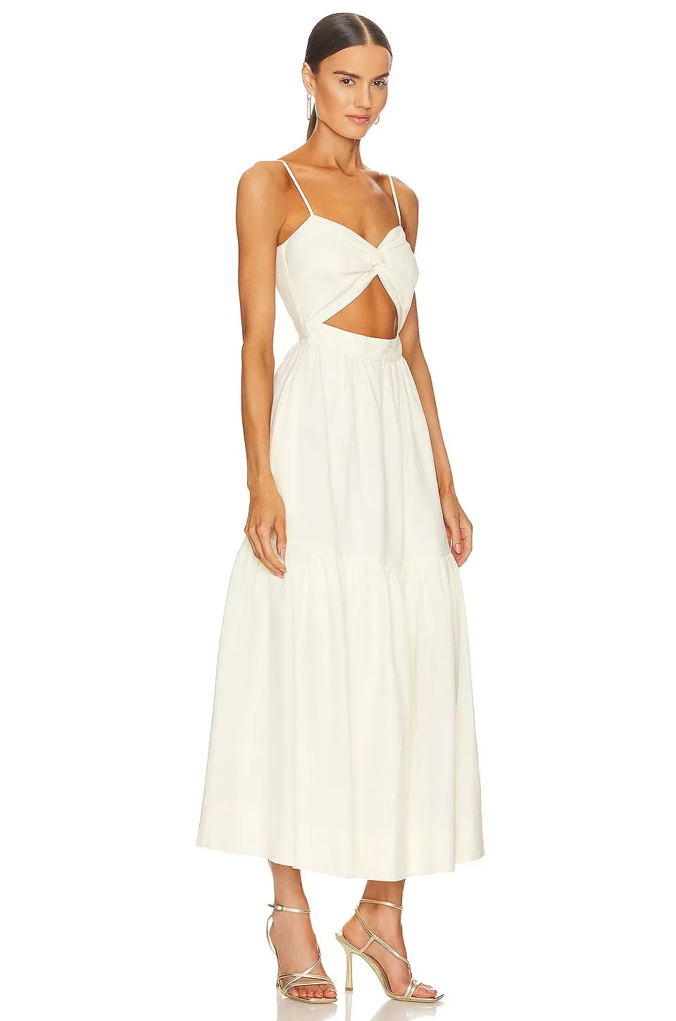 Shona Joy | Cecilia Twist Bodice Midi Dress - Cream