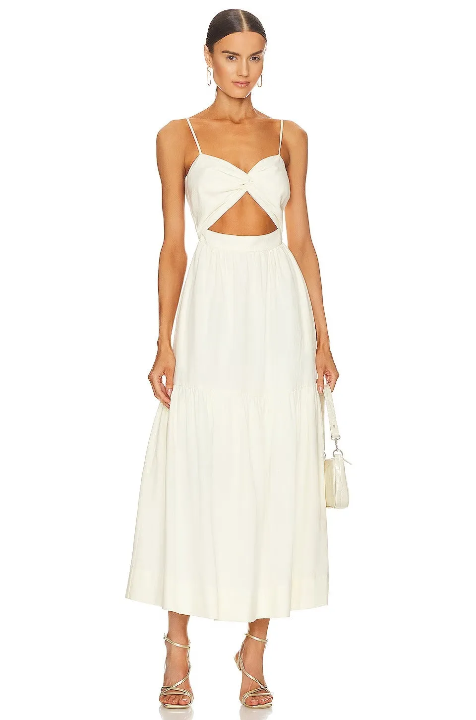 Shona Joy | Cecilia Twist Bodice Midi Dress - Cream