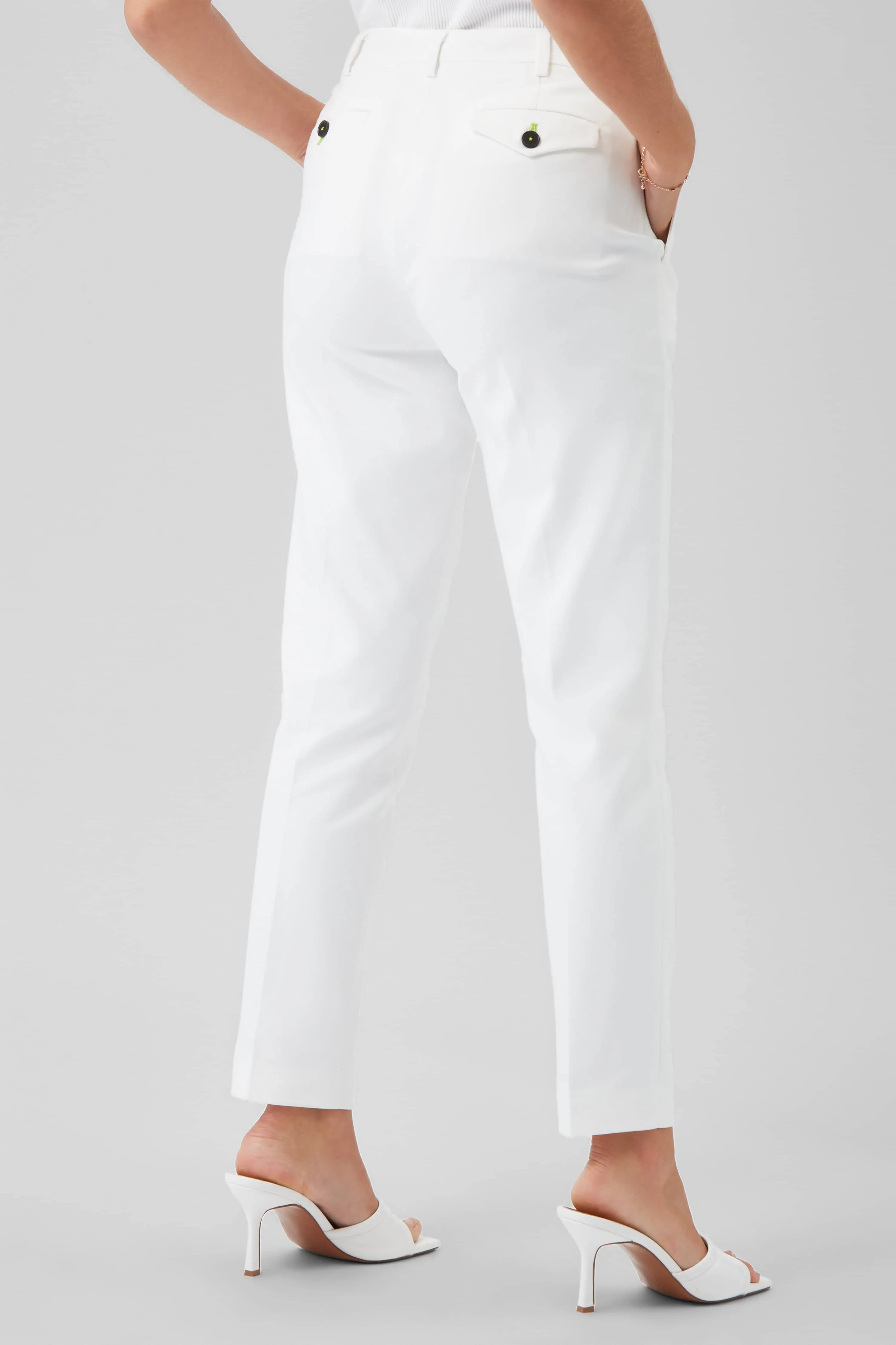 Sian Skinny Fit White Cotton Trousers