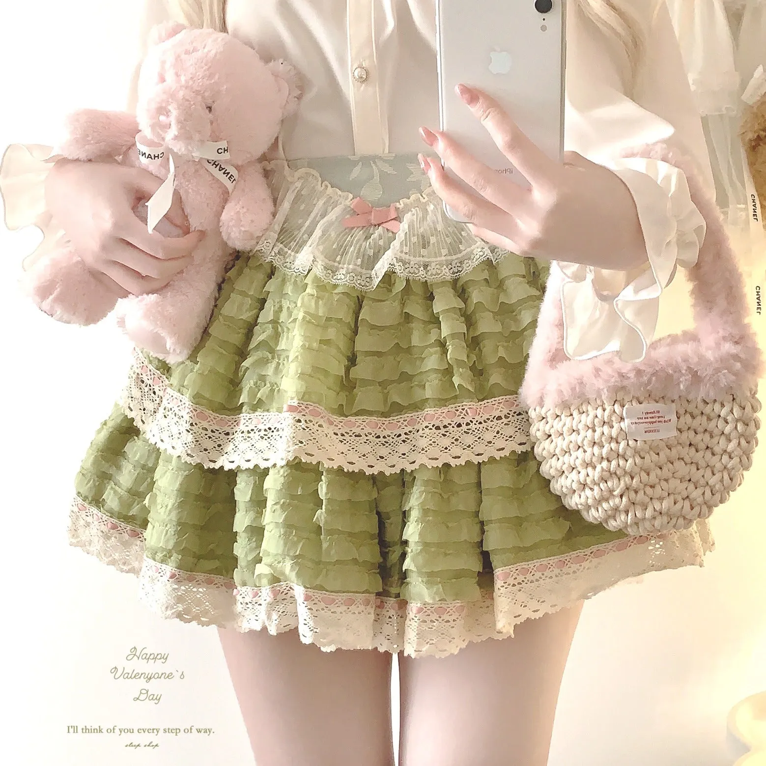 sleepingdoll Cake Layered Lace Retro High Waist Skirt