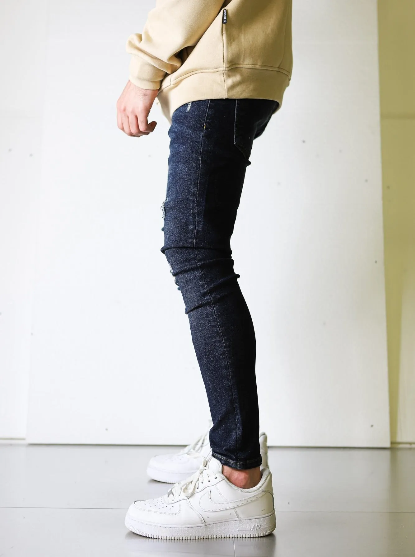 Slightly Ripped Dark Blue Vintage Denim