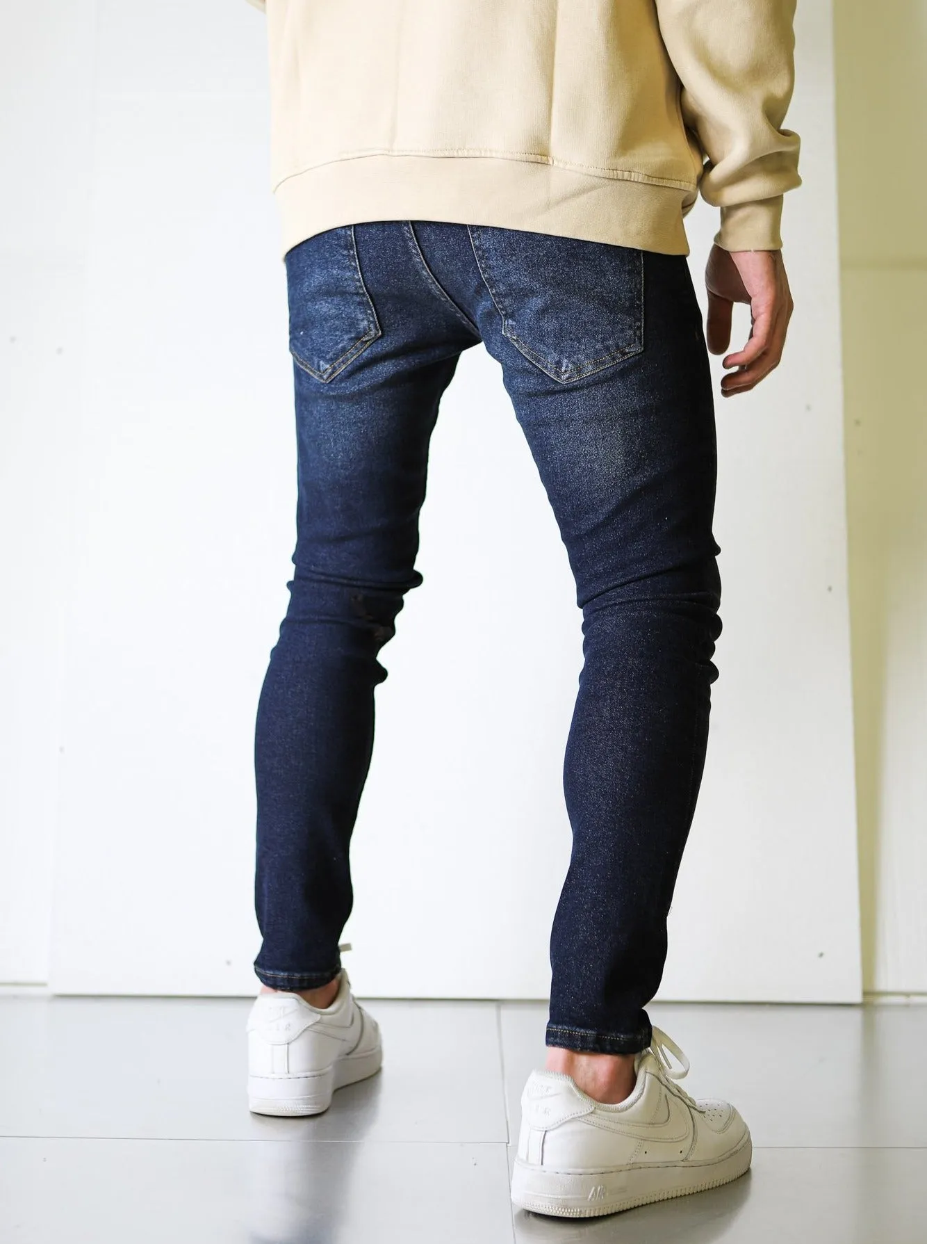 Slightly Ripped Dark Blue Vintage Denim