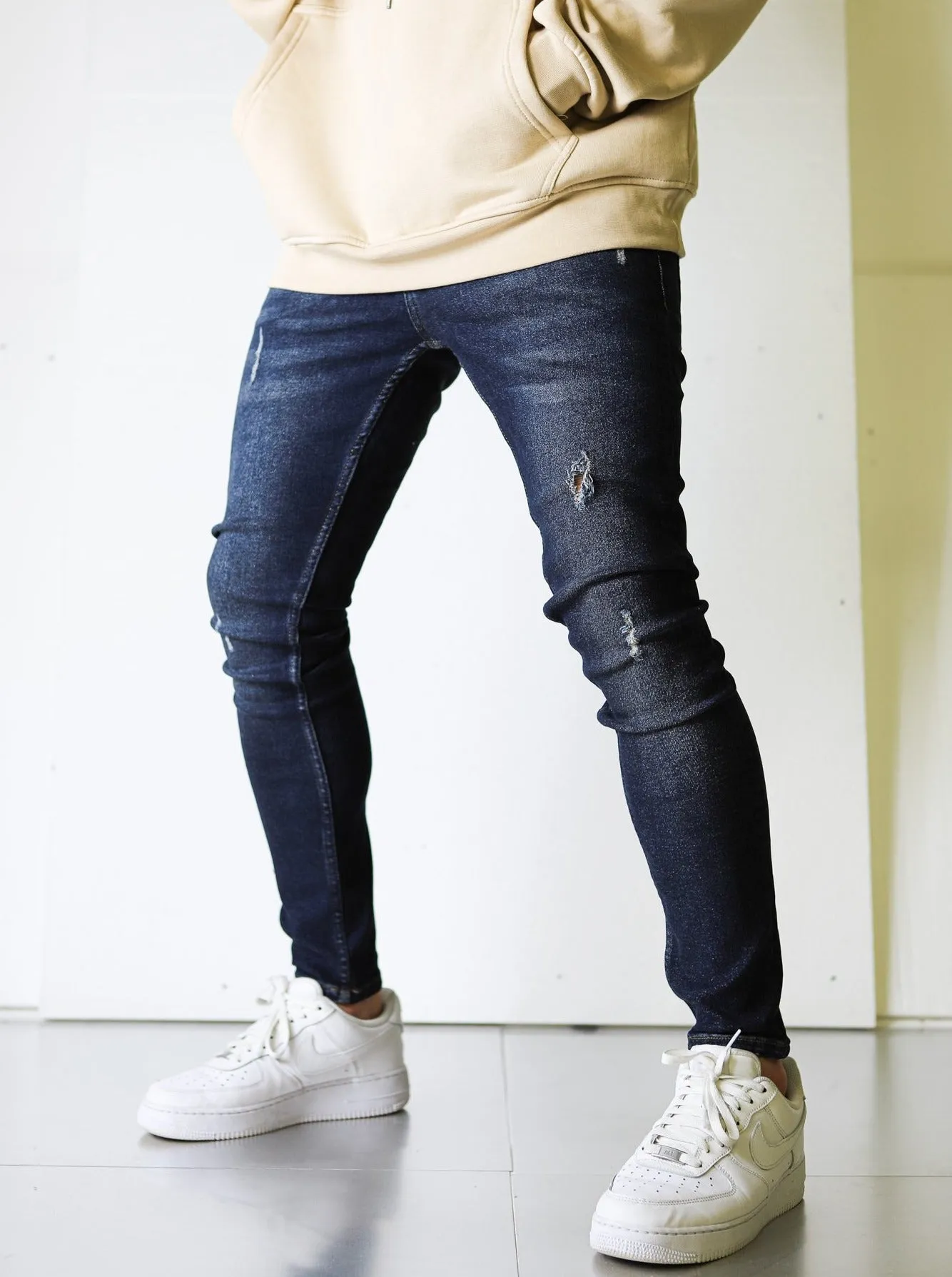 Slightly Ripped Dark Blue Vintage Denim