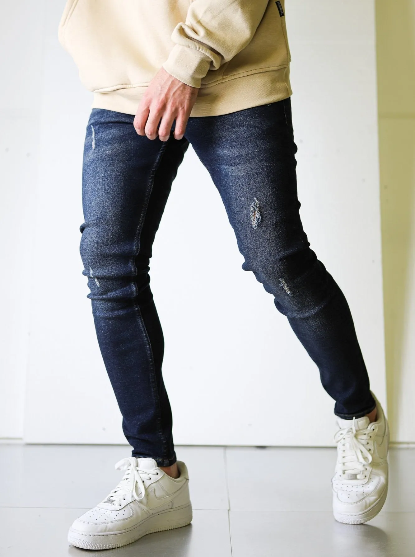 Slightly Ripped Dark Blue Vintage Denim