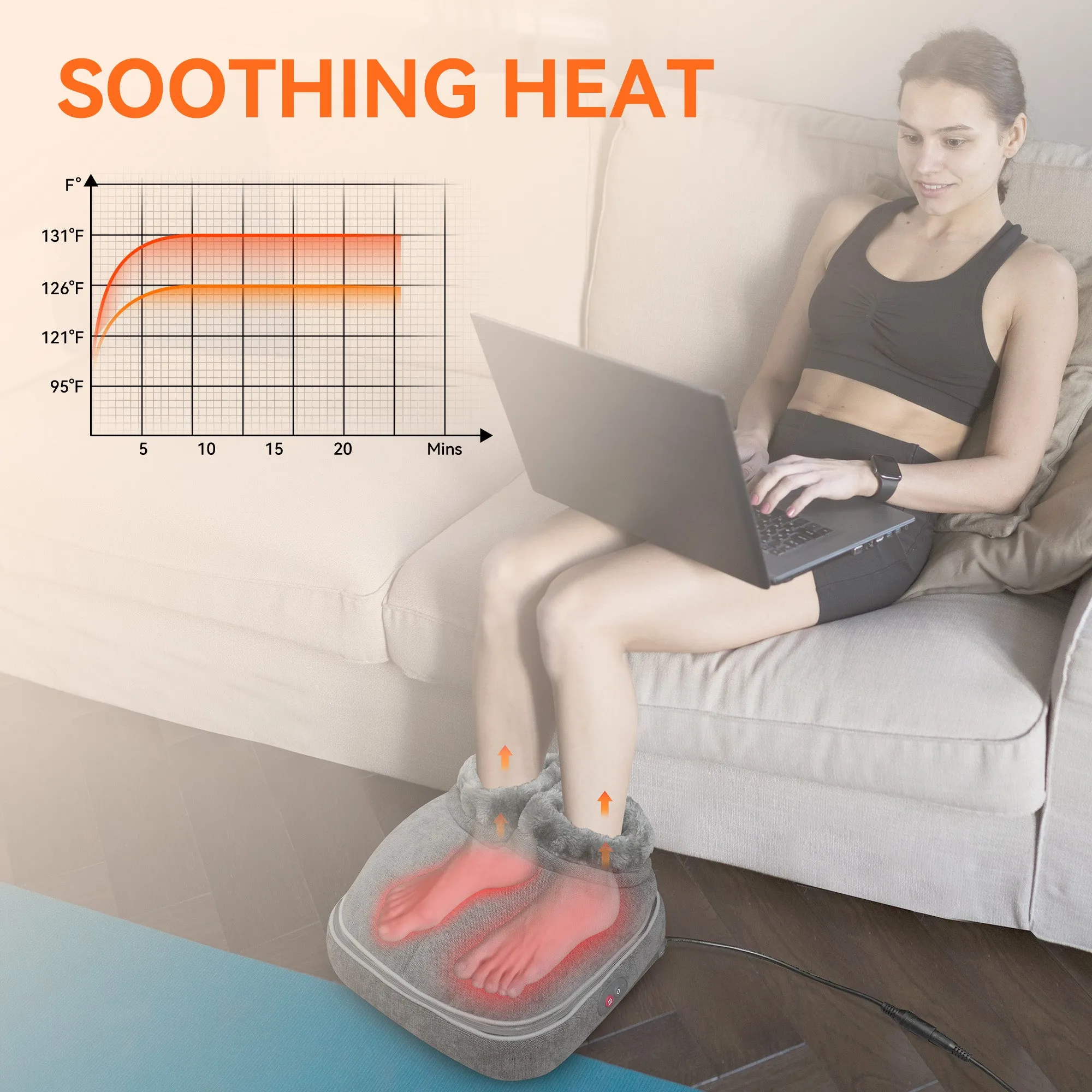 Snailax Shiatsu Foot Massager with Heat for Neuropathy, Plantar Fasciitis, Feet Warmers - SL-542