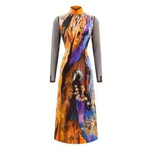 SPARKLE BY KAREN CHAN x HK Designer【RAINBOW TREE】100% Silk Cheongsam (Long Sleeve)