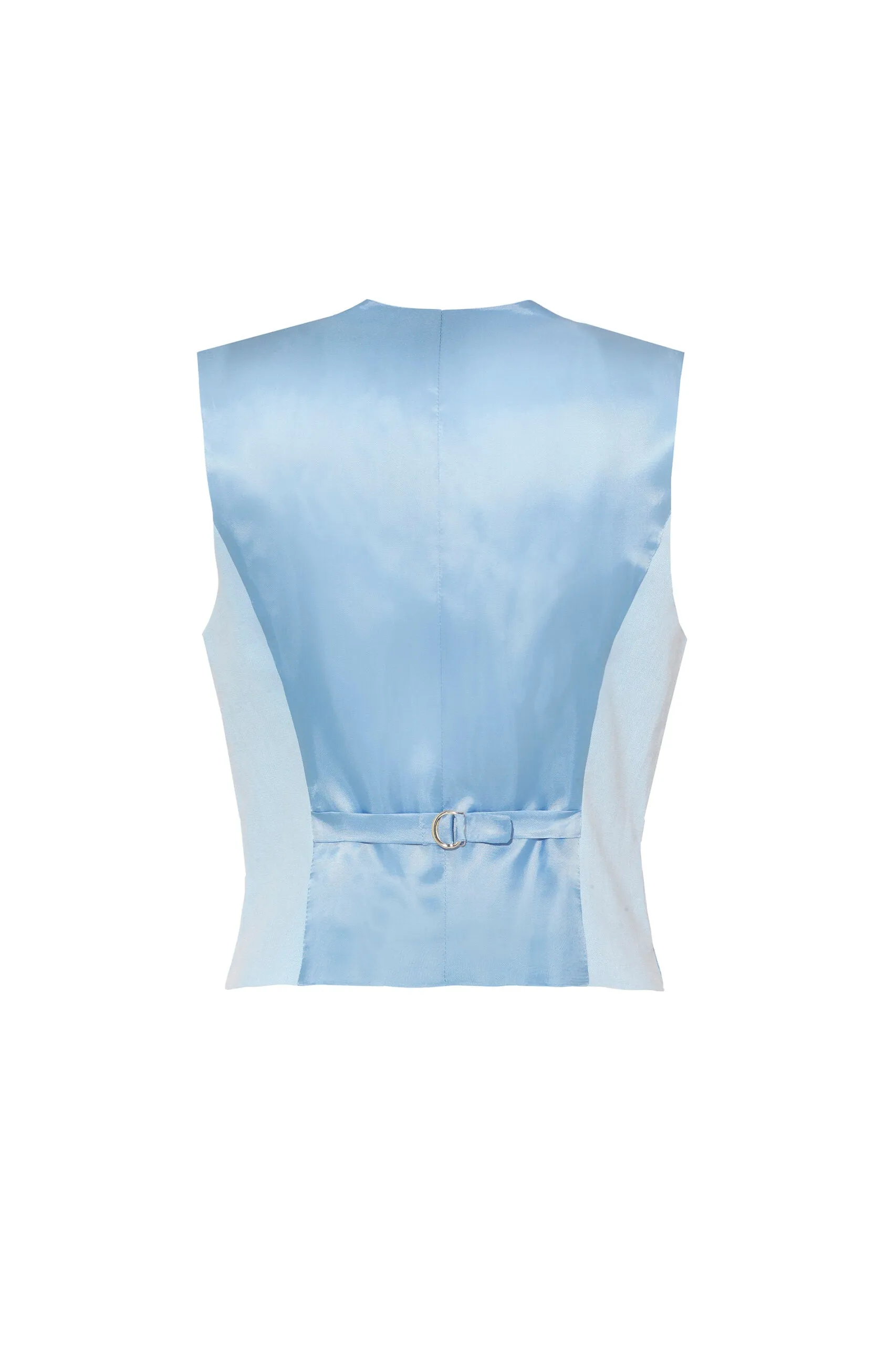 Tailored Waistcoat in Sky Blue Linen by Anna James