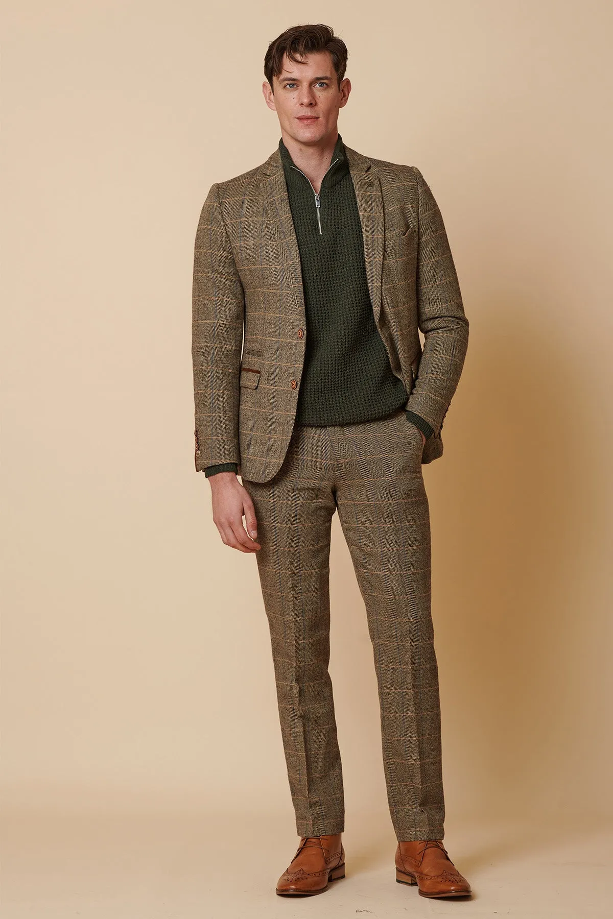 TED - Tan Tweed Check Two Piece Suit