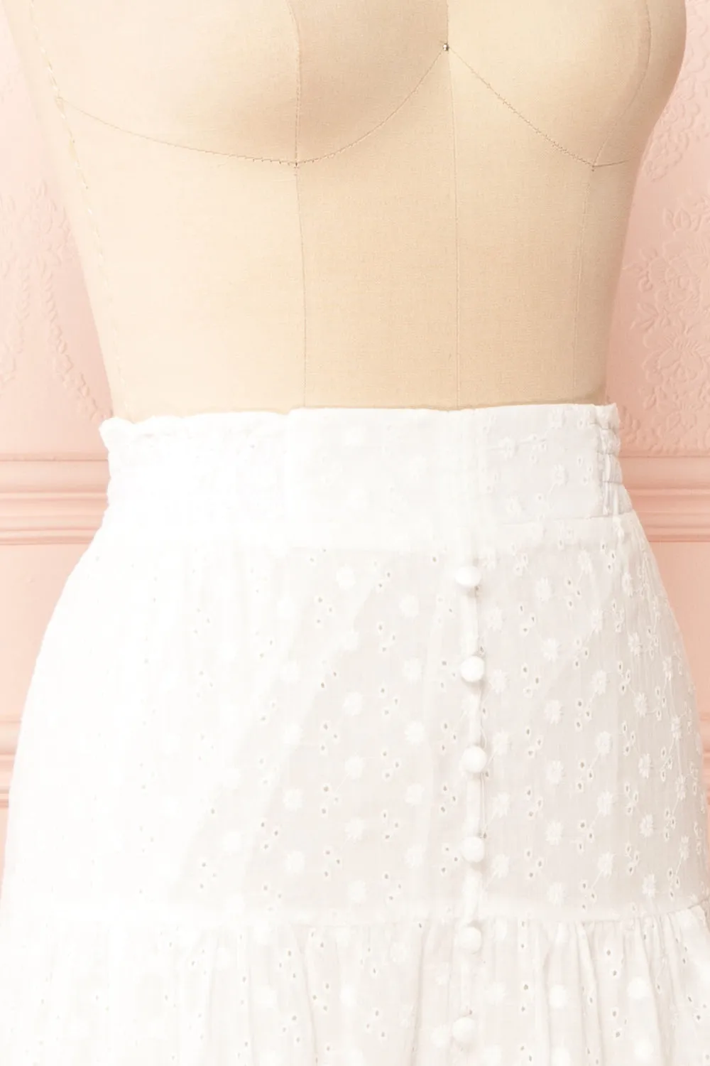 Teresinha | White Embroidered Midi Skirt