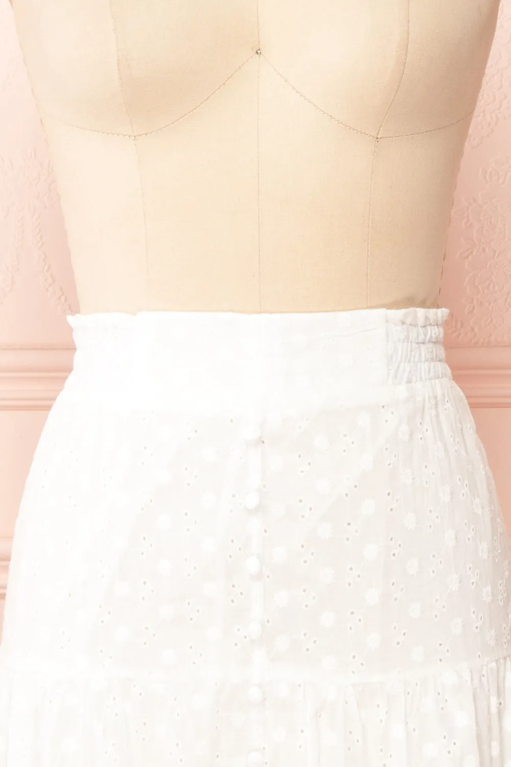 Teresinha | White Embroidered Midi Skirt