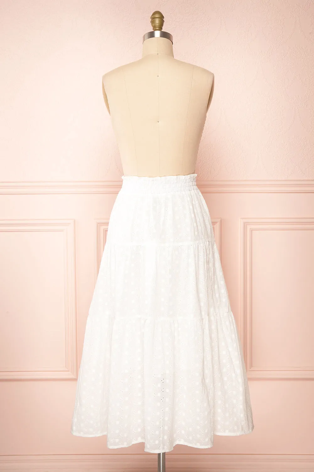 Teresinha | White Embroidered Midi Skirt